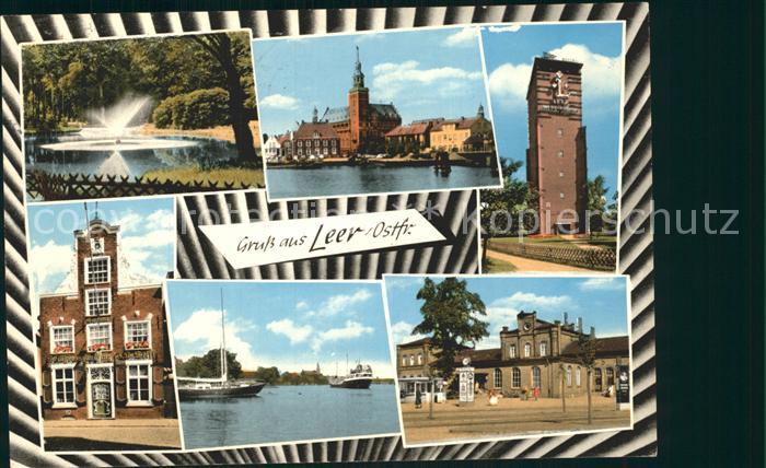 Leer Ostfriesland Springbrunnen Rathaus Wasserturm Haus Samson Hafen Bahnhof
