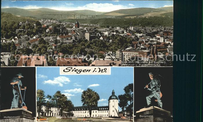 Siegen Westfalen Panorama Blick vom Giersberg Autobahnbruecke Huettenmann Bergma