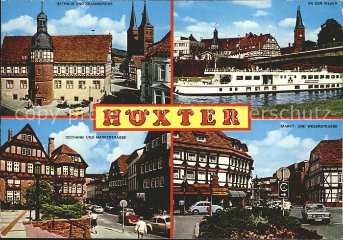 Hoexter Weser Rathaus Kiliankirche Dampfer Dechanei Markt Weserstrasse Fachwerkh