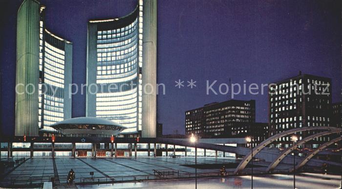 Toronto Canada Nathan Phillips Square New City Hall Building at night