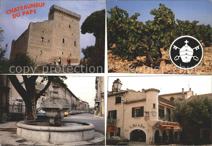 Chateauneuf-du-Pape Burgruine Weinort Brunnen Restaurant