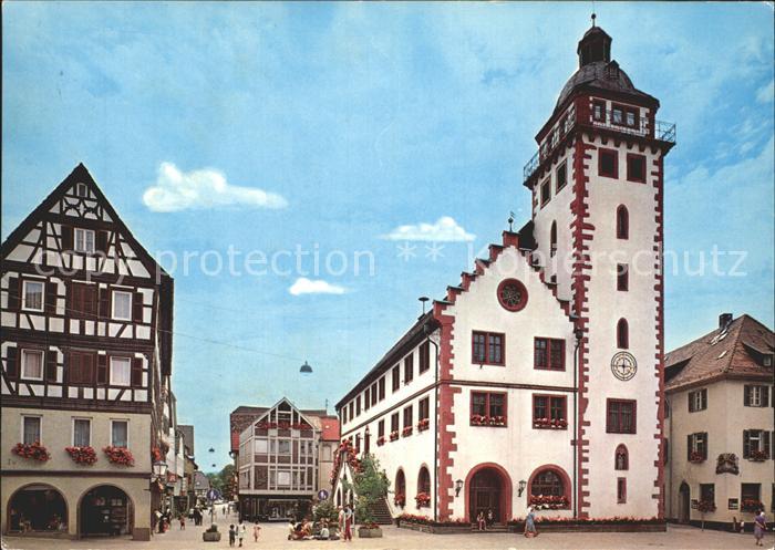 Mosbach Baden Fachwerkbauten Marktplatz Rathaus Fussgaengerzone