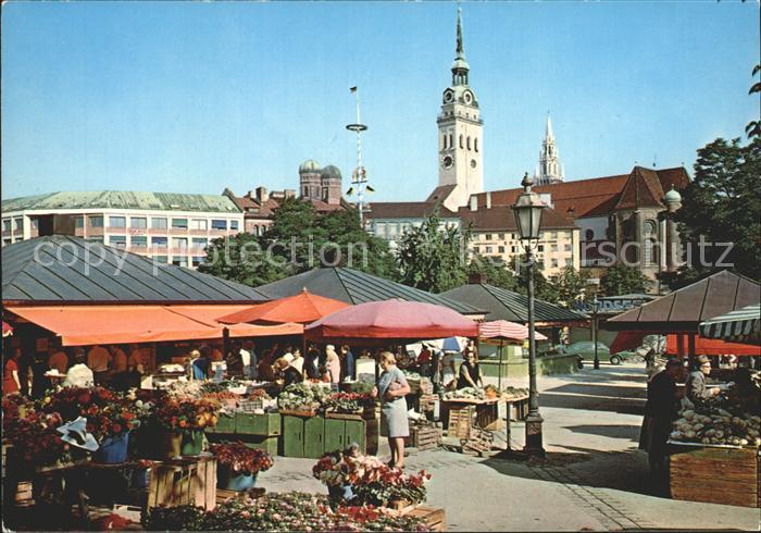 Muenchen Bayern Viktualienmarkt Tuermen