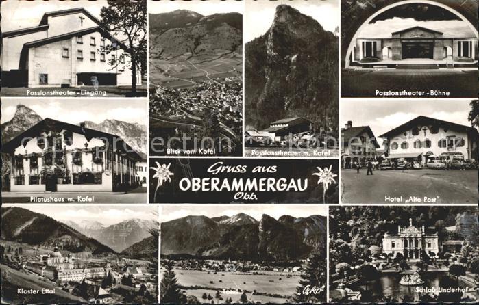 OBERAMMERGAU Bayern Passionstheater Eingang Buehne Kofel Pilatushaus Hotel Alte