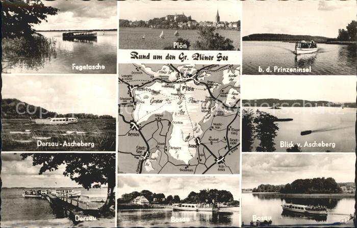 Ploen See Fegetasche Prinzeninsel Dersau Ascheberg Bosau Fahrgastschiff Lageplan