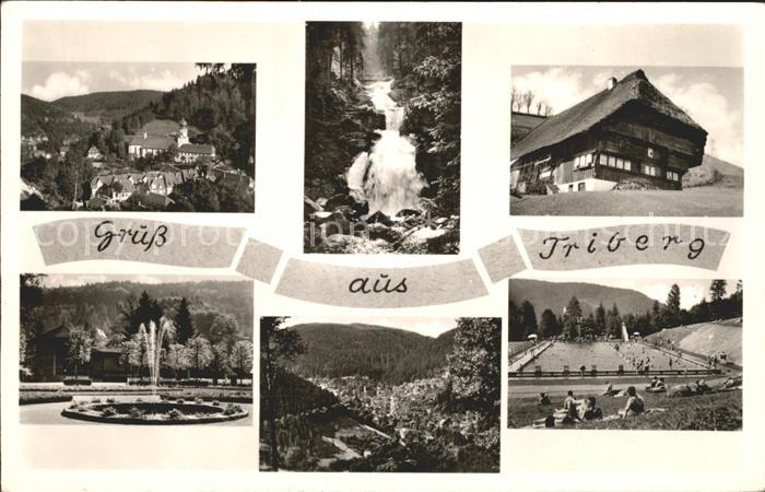 Triberg Schwarzwald Teilansicht Wasserfall Bauernhaus Park Fontaene Schwimmbad