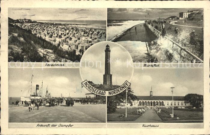 Norderney Nordseebad Nordstrand Sturmflut Dampferankunft Kurhaus