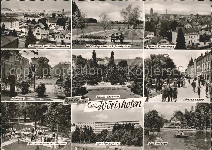 Bad Woerishofen Teilansicht Sanatorium Wiesenweg Pfarrei Klosterkirche Kurhaus K