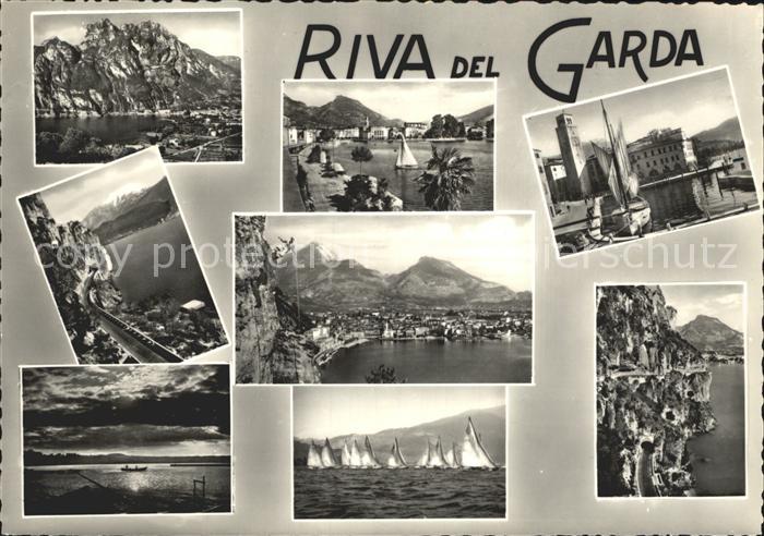 Riva del Garda Gardasee Promenade Hafen Strasse Bootspartie Segelregatta