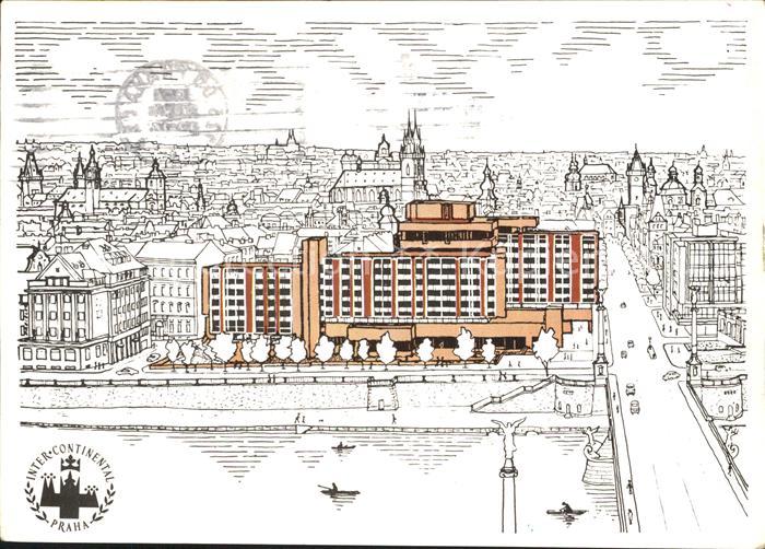 Praha Prahy Prague Stadtblick Illustration