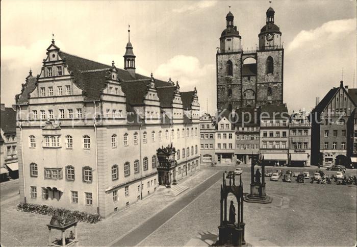 Wittenberg Lutherstadt Markt Rathaus Kirche Lutherdenkmal