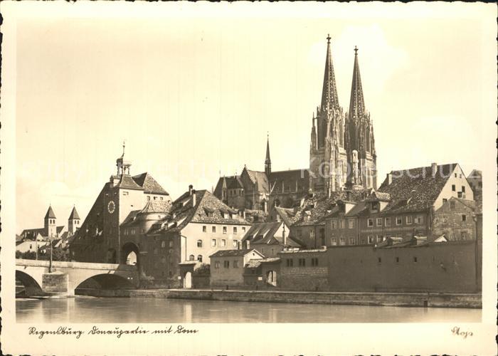 REGENSBURG Bayern Donaupartie mit Dom