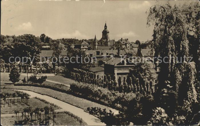 Meerane Blick auf den Rosengarten und die Stadt