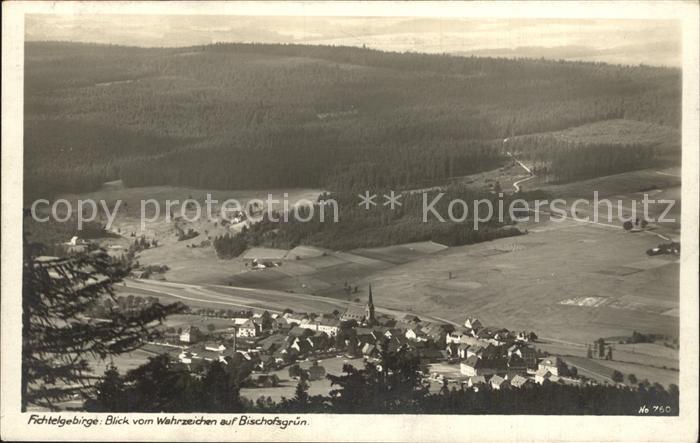 Fichtelgebirge Blick vom Wahrzeichen auf Bischofsgruen
