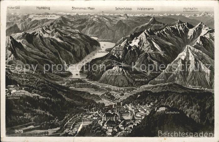 BERCHTESGADEN Bayern Panoramakarte mit Koenigssee