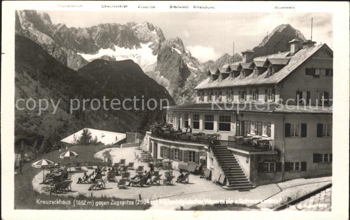 Kreuzeckhaus mit Zugspitze