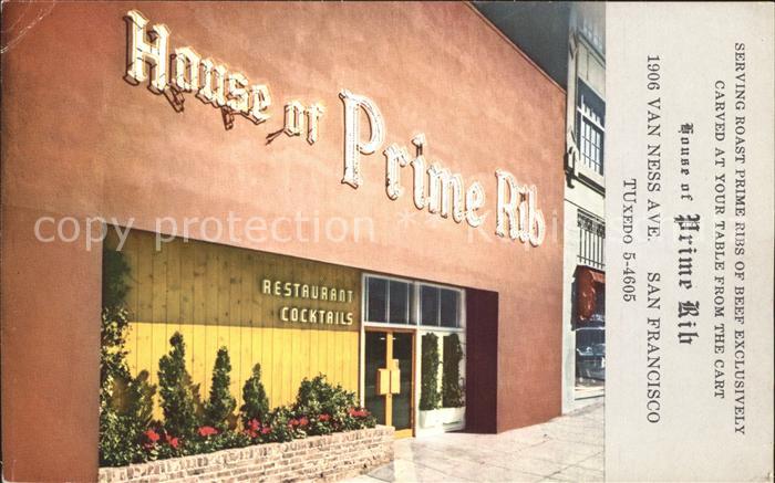 San Francisco California Restaurant Bar Houes of Prime Rib