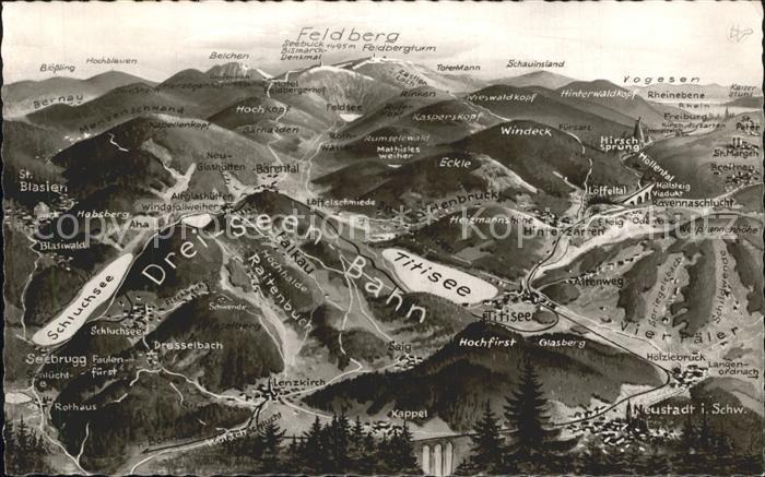 Titisee-Neustadt Panoramakarte Drei-Seen-Bahn