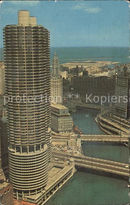Chicago Illinois Marina City Fliegeraufnahme