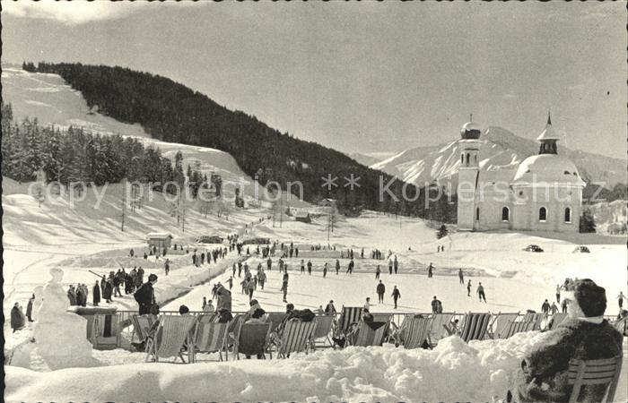 Seefeld Tirol Seekirche Eisbahn mit Gschwandkopf