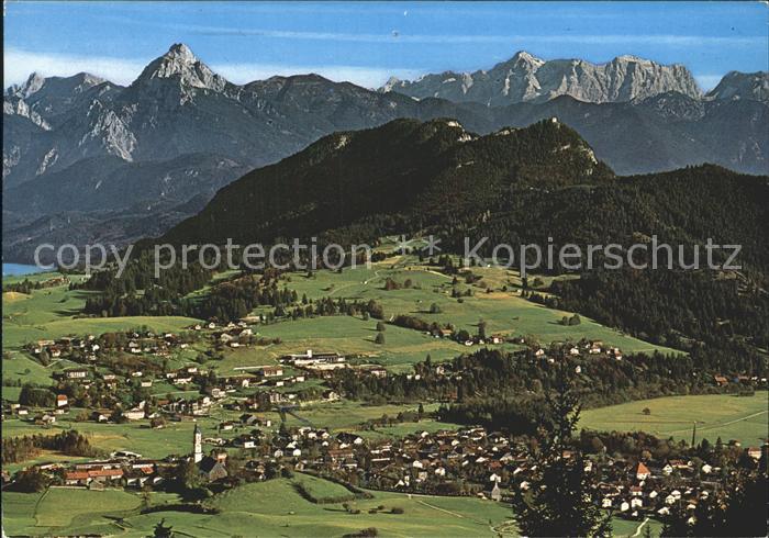 Pfronten Ostallgaeu Bayern Fliegeraufnahme mit Falkenstein Saeuling und Zugspitz