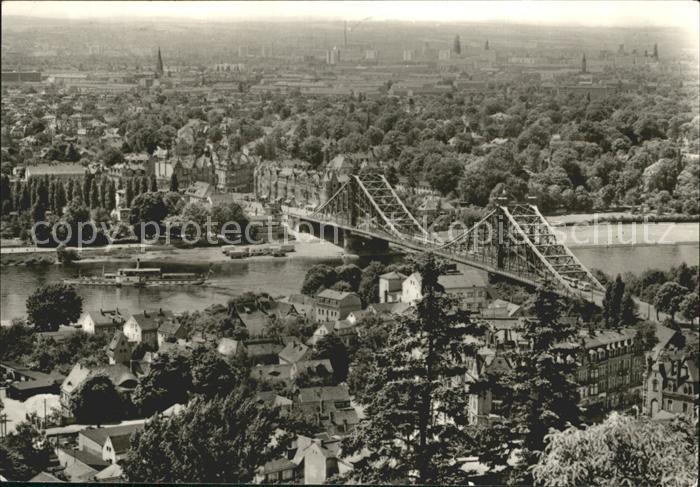 DRESDEN Elbe Blick von Loeschwitzhoehen auf Brueckenpartie