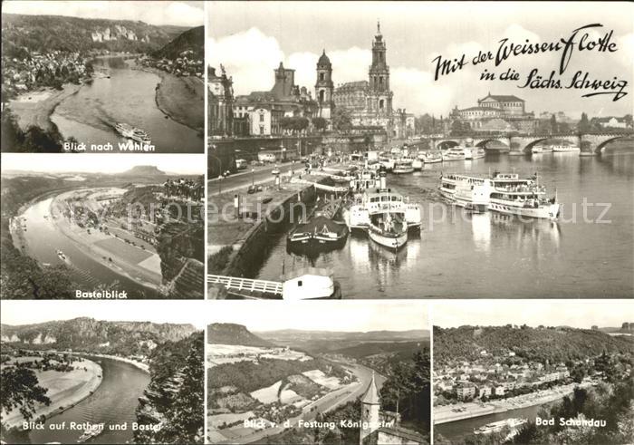 Wehlen Sachsen Basteiblick Rathen Festung-Koenigstein Bad-Schandau