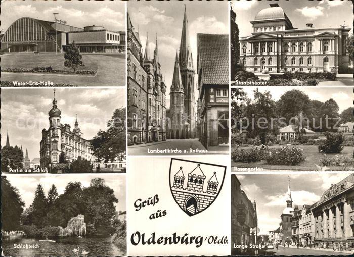 Oldenburg Niedersachsen Staatstheater Lange-Strasse Schlossteich Schloss Weser-E