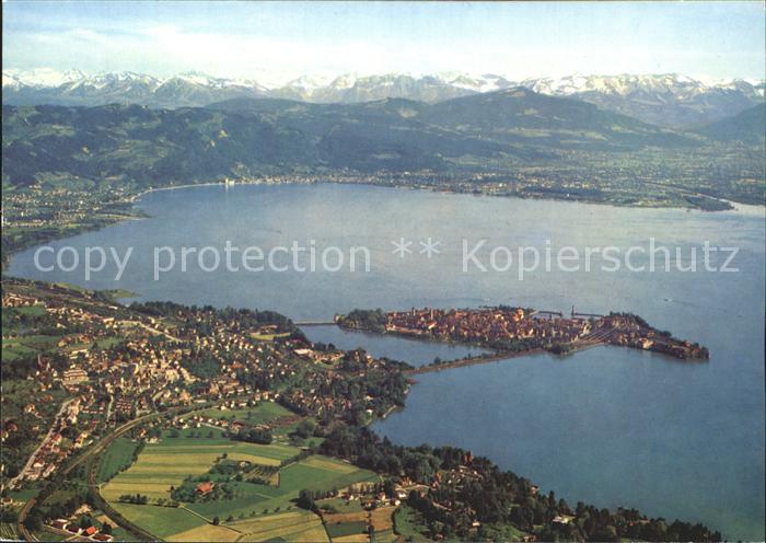 Lindau Bodensee Fliegeraufnahme Vorarlberger Alpen