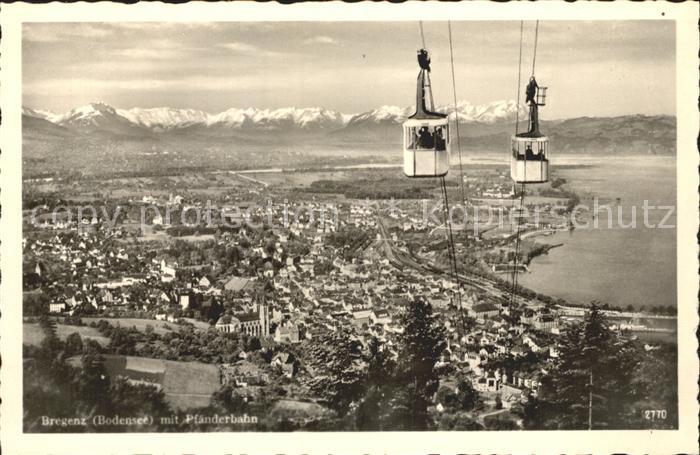 Bregenz Vorarlberg mit Pfaenderbahn am Bodensee