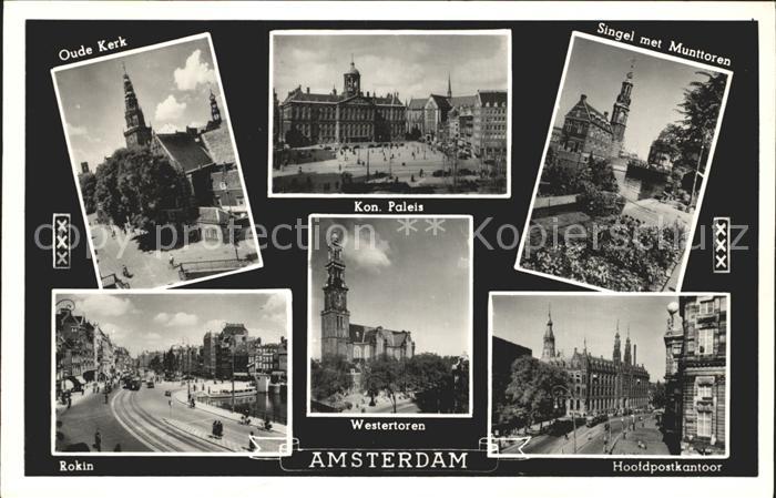 Amsterdam Niederlande Singel met Munttoren Hoofpostkantoor Westertoren