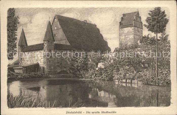 Dinkelsbuehl Stadtmuehle Kuenstlerkarte