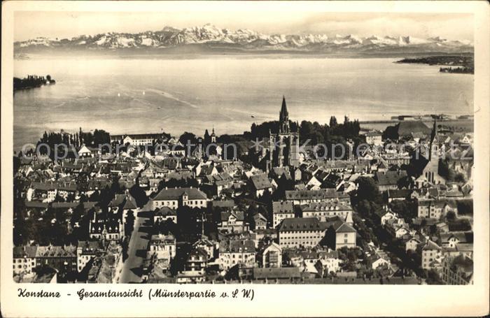 Konstanz Bodensee Fliegeraufnahme mit Muenster Alpen