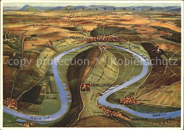 Vogelsburg Volkach Panoramakarte