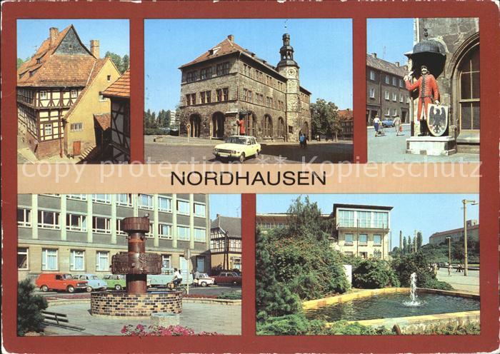 Nordhausen Thueringen Fachwerkhaus Barfuessergasse Rathaus Roland