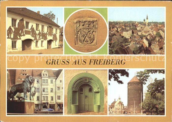 Freiberg Sachsen Huettensymbol Loewe Stadtwappen Donatsturm