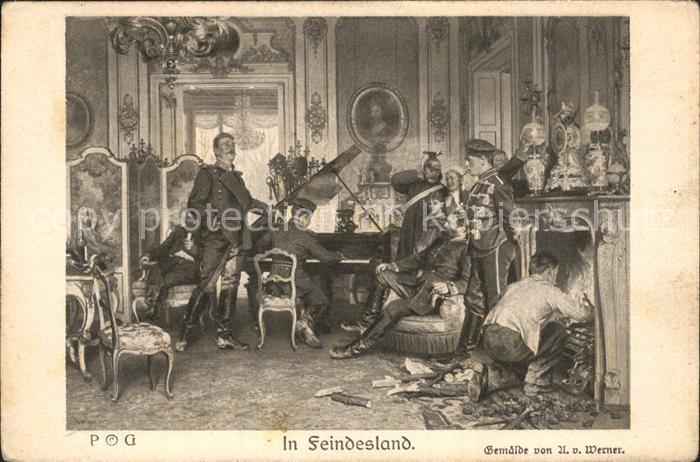 Kuenstlerkarte A. von Werner In Feindesland WK1