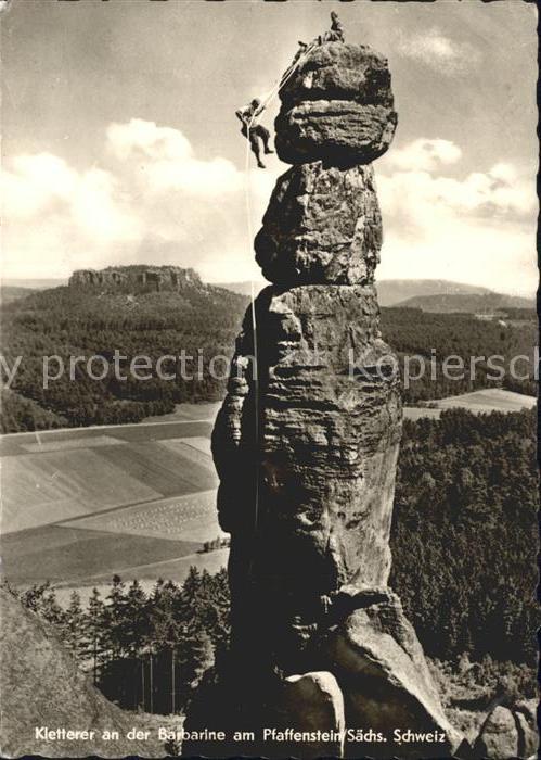 Klettern Bergsteigen Barbarine Pfaffenstein Saechsische Schweiz