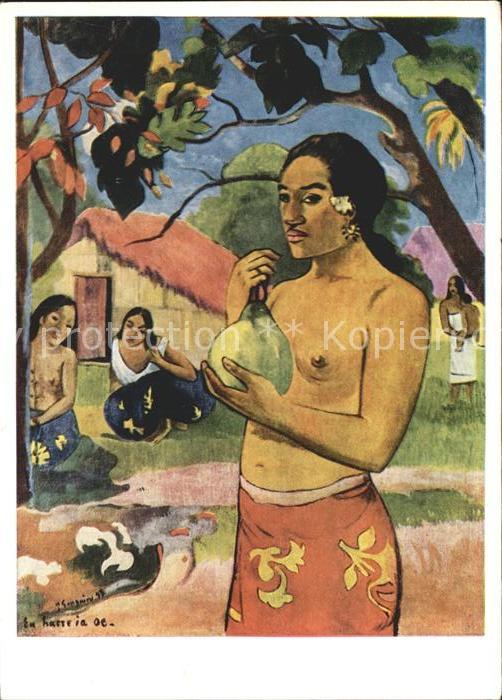 Kuenstlerkarte Paul Gauguin Die Frau mit der Frucht