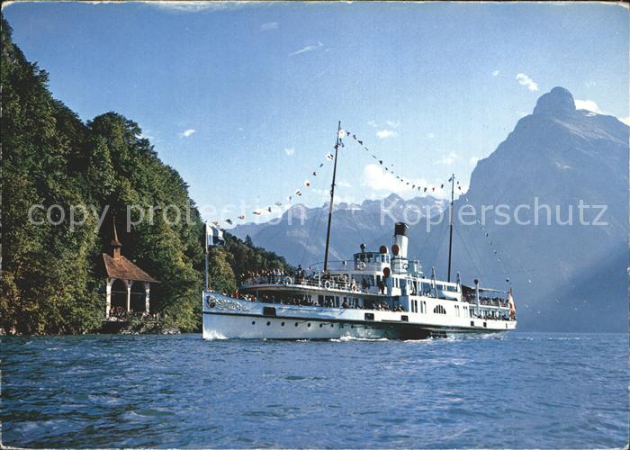 Dampfer Seitenrad Urnersee Tellskapelle Gitschen