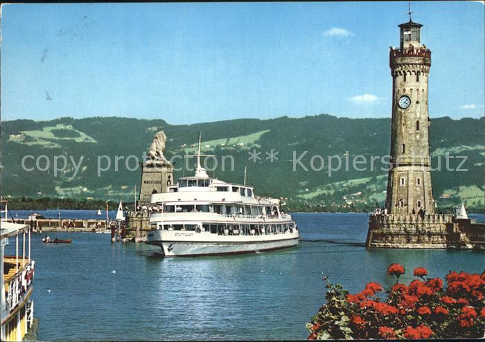 Motorschiffe MS Stuttgart Lindau Bodensee Hafeneinfahrt