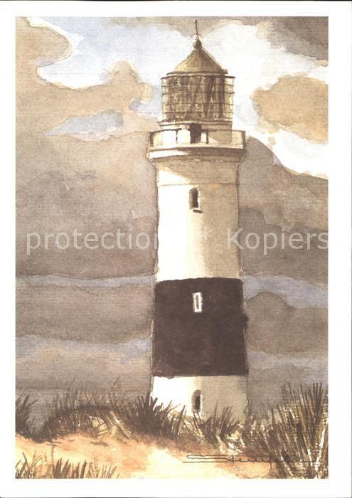 Leuchtturm Lighthouse Insel Sylt Kuenstlerkarte Sigmar Stienfeld