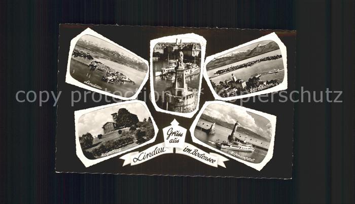 Lindau Bodensee Fliegeraufnahme Hafen Loewenstatue Bad Schachen Hoyerberg Hafene