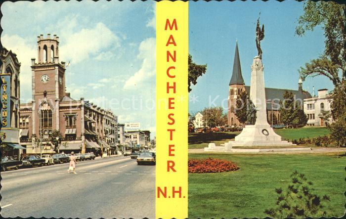 Manchester New Hampshire Elm Street City Hall Victory Park Monument Church