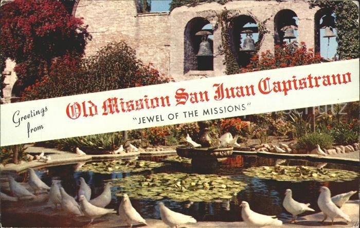 San Juan Capistrano Old Mission Campanario Bell Wall Fountain White King Doves