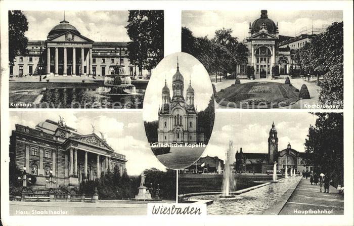Wiesbaden Kurhaus Kochbrunnen Hauptbahnhof Griechische Kapelle Staatstheater