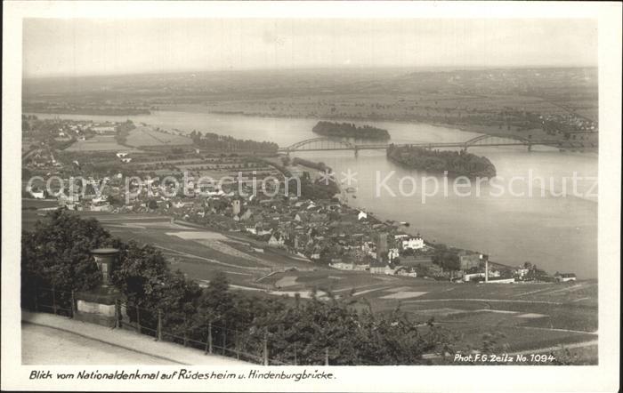 Ruedesheim Rhein Panorama Blick vom Nationaldenkmal Hindenburgbruecke