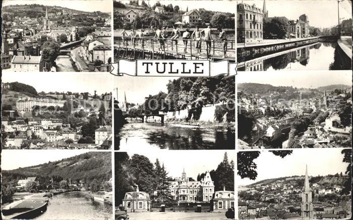 Tulle Correze Vue generale Baignade la Correze Ecole Militaire Prefecture Eglise