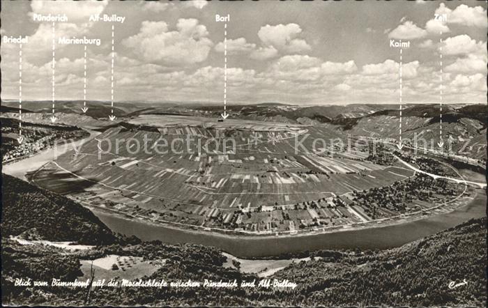 Bullay Mosel Panorama Blick vom Bummkopf auf die Moselschleife