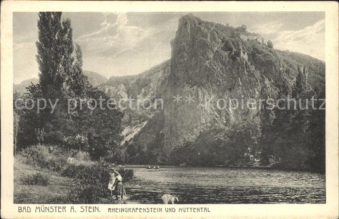 Bad Muenster Stein Ebernburg Uferpartie an der Nahe Rheingrafenstein Huttental